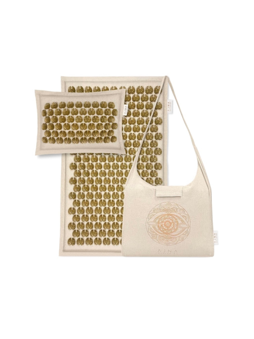 Anja Acupressure Mat and Pillow Natural Organic Linen Cotton with carrying bag